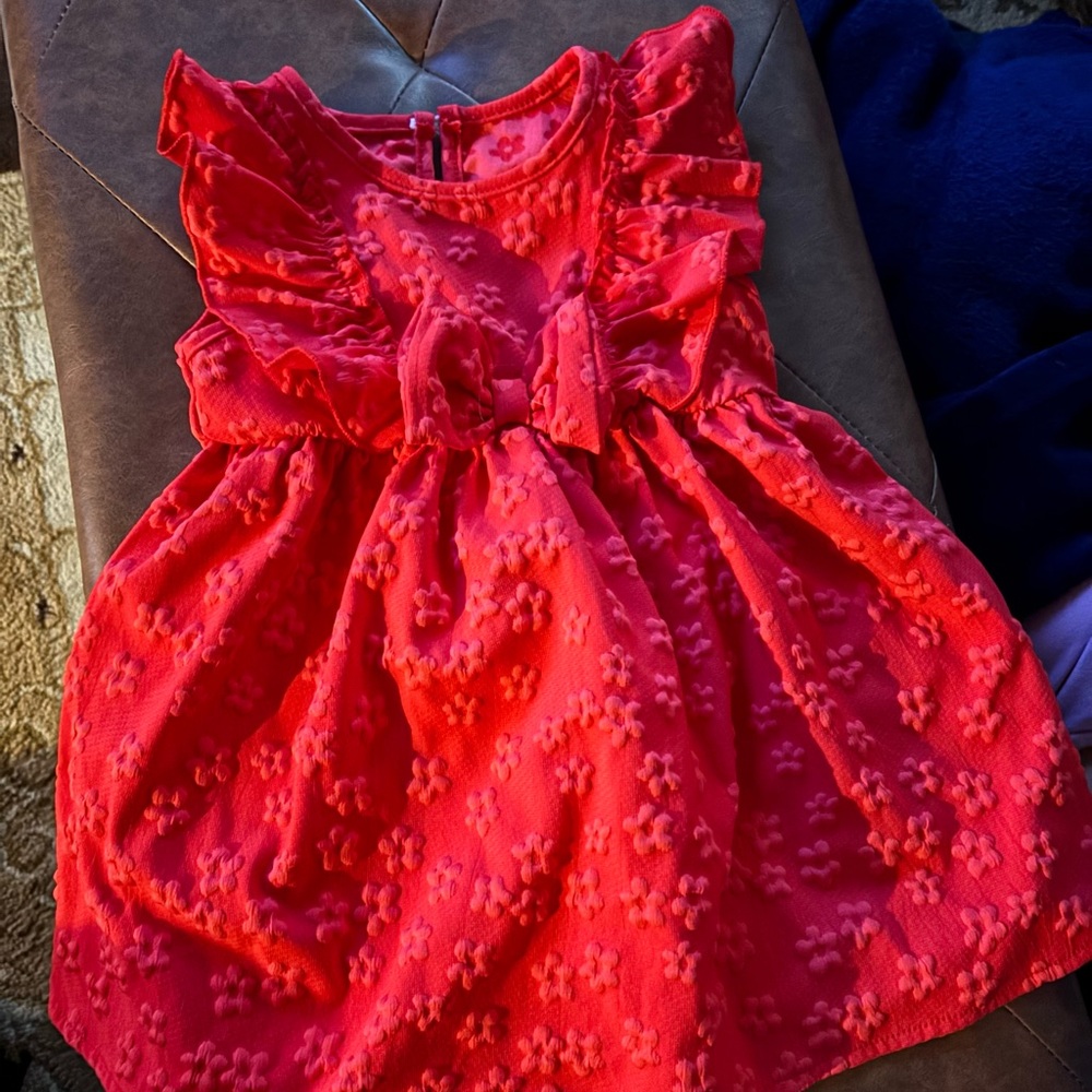 Like New Charming Red Ruffled Kids Dress & Leopard Long Sleeved dress